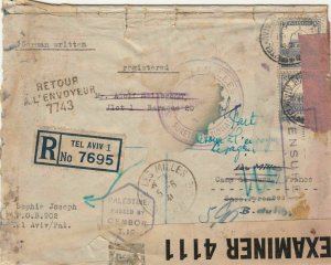 1940 Tel Aviv Palestine Censored cover to De Gurs Internment Camp France