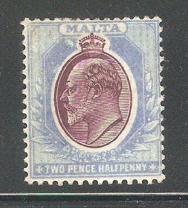 Malta 1903, KE-VII, 2 1/2p, Scott # 24,VF Mint Hinged*OG, (MT-1)