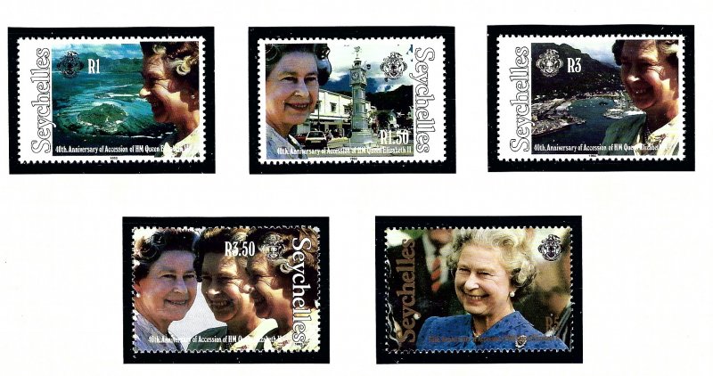 Seychelles 734-38 MNH 1992 QEII 40th anniv of reign