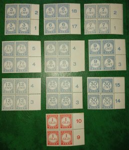 NETHERLANDS 1934 Postage Due Stamps Marginal Blocks MNH Impeccable