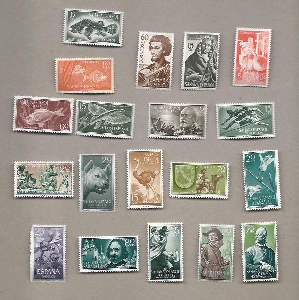 Spanish Sahara 65 - 118 19 different stamps OG unused hinged