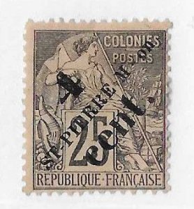 St Pierre & Miquelon Sc #43  4c on 25c  OG/MH FVF