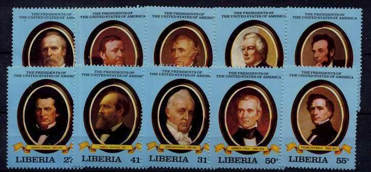 Liberia 912-21 MNH USA presidents SCV6.55