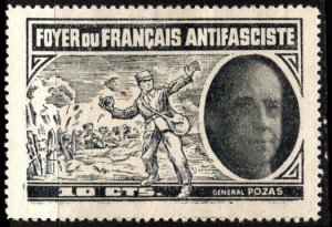 1937 Spain Civil War Propaganda Stamp 10 Centimos Home French Anti Fascists