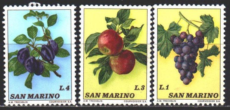 San Marino. 1973. 1031-34. Plum, apples, grapes. MNH.