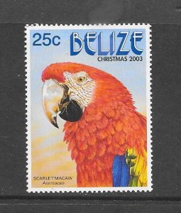 BIRDS - BELIZE #1169  SCARLET MACAW  MNH