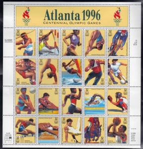 1996 Atlanta Summer Olympics Games Sheet of Twenty 32 Cent Stamps Scott 3068