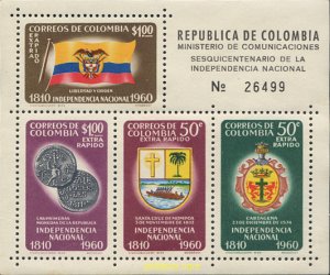 176787 MNH COLOMBIA 1960 150 ANIVERSARIO DE LA INDEPENDENCIA