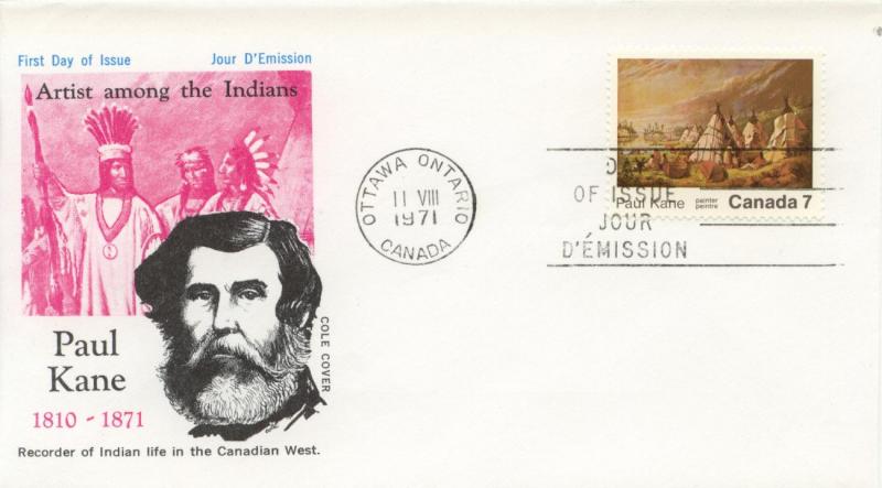 1971 Canada Paul Kane Artist 553 Cole FDC 