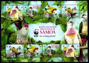 Samoa 2011 Fruit Doves - WWF Mint MNH Miniature Sheet SC 1127e