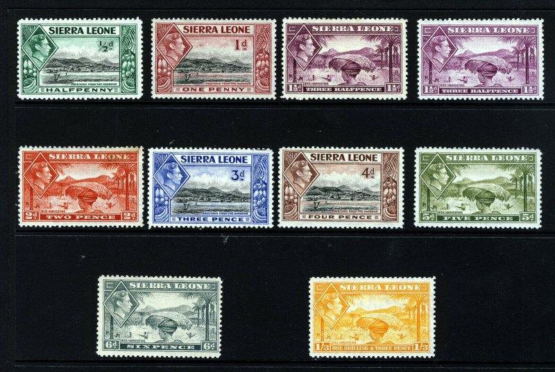 SIERRA LEONE KG VI 1938-44 Pictorial Issue Part Set SG 188 to SG 196a MINT