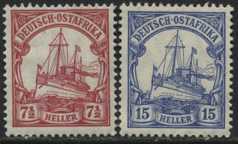  German East Africa 1905  7 1/2 & 15 heller mint o.g.