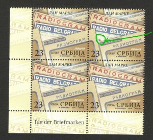 SERBIA-MNH-BLOCK OF 4 STAMPS-STAMPS DAY-ENGRAVER-2018..