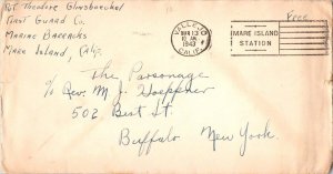 United States Marine Corps Soldier's Free Mail 1943 Vallejo, Calif. Mare Isla...