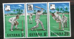 GUYANA Scott 36-38 = 38a MNH** 1968 Cricket strip