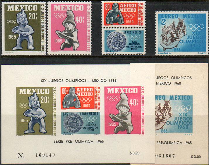 MEXICO 965-966,C309-C311a. 1965 First Pre-Olympic set (1253)