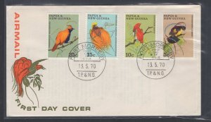 Papua New Guinea #301-04 (1970 Birds set) unaddressed cachet FDC