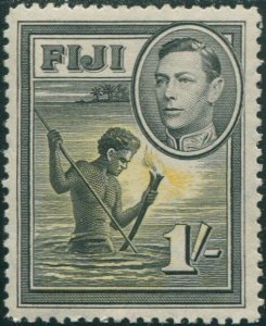 Fiji 1938 SG262 1/- black and yellow Spear Fishing KGVI P12½ MLH