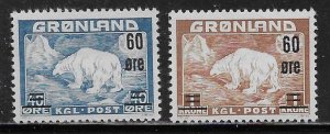 Greenland Scott #'s 39 - 40 MNH