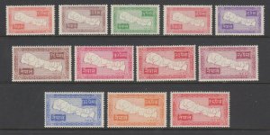 Nepal Sc 72-83 MNH. 1954 Map of Nepal, complete set, fresh, bright, VF