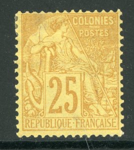 France Colonies 1881 Peace & Commerce 25¢ Yellow Sc# 53 Mint D673