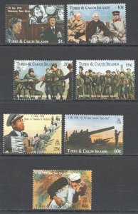 Ss0129 1995 Turks & Caicos Islands World War Ii Wwii #1265-1271 1Set Mnh