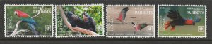 BIRDS-TONGA #1398-1401 PARROTS MNH
