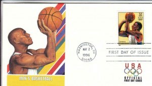 1996, 100th Anniv. Olympic Games-Men's Basketball, Fleetwood, FDC (D13323)