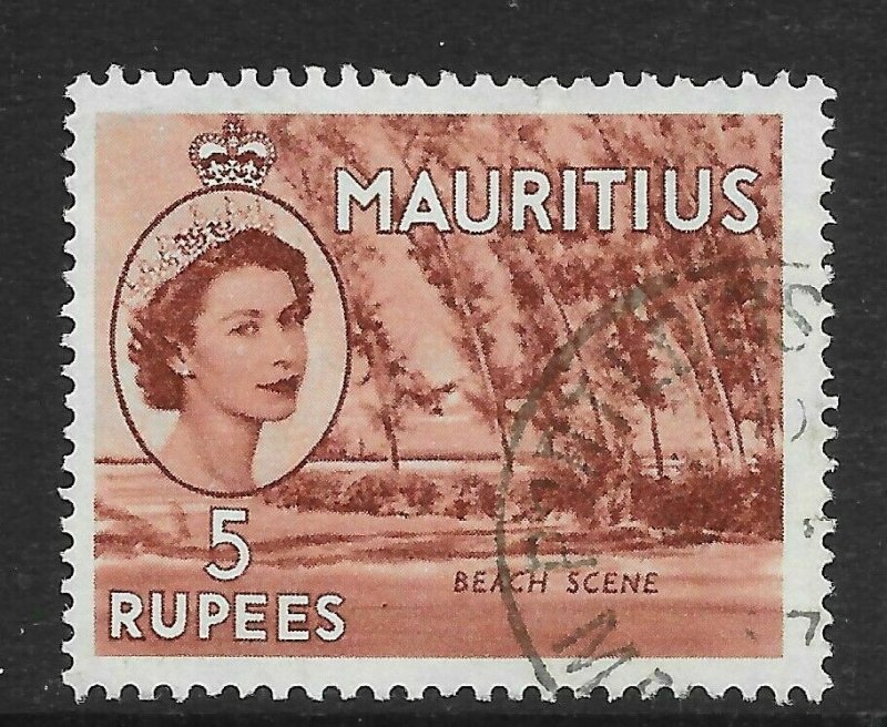 MAURITIUS SG305 1954 5r RED-BROWN USED