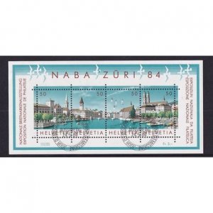 Switzerland  #749  cancelled  1984 sheet panoramic view of Zurich