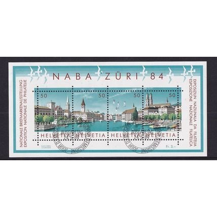 Switzerland  #749  cancelled  1984 sheet panoramic view of Zurich