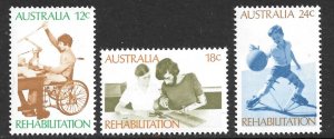 AUSTRALIA 1972 REHABILITATION OF THE HANDICAPPED Set Sc 523-525 MNH