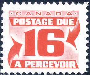 Canada 1973-4 Sc J37 Postage Due 16¢ Plain Paper Variety Single Stamp MNH