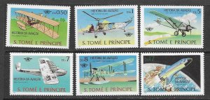 Sao Tome and Principe 528-33 MNH Aviation set, vf.  2022 CV $ 10.25