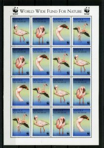 ANGOLA 1999 BIRDS WWF SHEET OF 16 STAMPS MNH