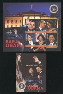 Maldives 2963, 2964 President Barak Obama Stamp Sheets MNH 2009 