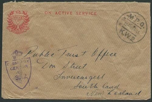 NEW ZEALAND FORCES IN EGYPT 1944 OAS, YMCA censor cover to NZ..............41569 