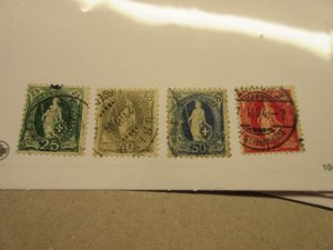 SWITZERLAND Scott 83, 84, 86, 87, WMK182 TYPE I, PERF 11.5-11.75 USED Cat $107.5