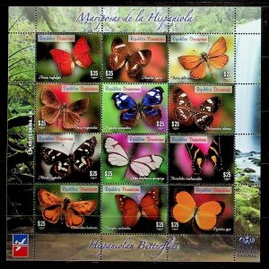 DOMINICAN REP. Sc 1564-5 NH 2 MINISHEETS OF 2014 - BUTTERFLIES & SEA LIFE -(CT5)