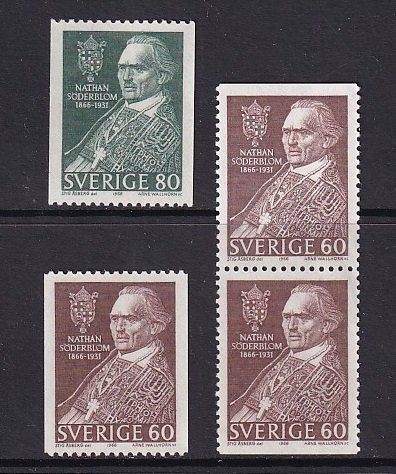 Sweden   #693-695   MNH  1966   Nobel prize winner Soderblom  2 x #695