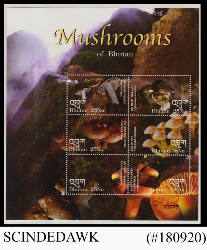 BHUTAN - 2002 MUSHROOMS / FUNGI PLANTS MIN/SHT MNH