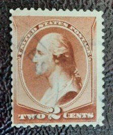 US Scott # 210; 2c Washington; used from 1883; Fine centering