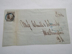 U.S Stamps,Sc.#1, 1847 Used FVF On Front Cover Blue Cancel,w/W.Crowe Certificate