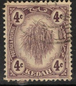 MALAYA KEDAH SG54 1926 4c VIOLET FINE USED