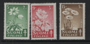 Finland    #B98-B100  MNH   1949  anemone , wild rose , coltsfoot