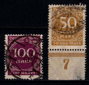 Germany 1923 Weimar Republic Definitives, 100m & 50T (Marginal) [Used]