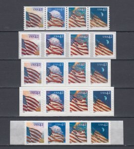 (F) USA #4228-31 4232-35 4236-39 4240-4343 4244-47 All 5 Different Strips MNH