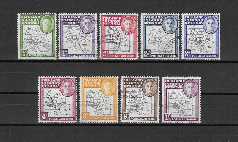 FALKLAND ISLANDS 1946/9 SG G1/8, G6e USED Cat £122