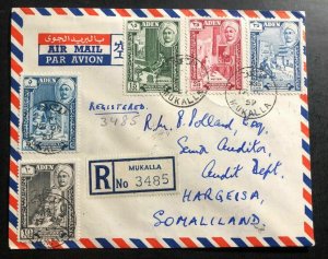 1959 Mukalla Aden Airmail Registered Cover to Hargeisa Somalia