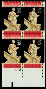 1989 House of Representatives Plate Block of 4 25c Stamps, Sc# 2412, MNH, OG